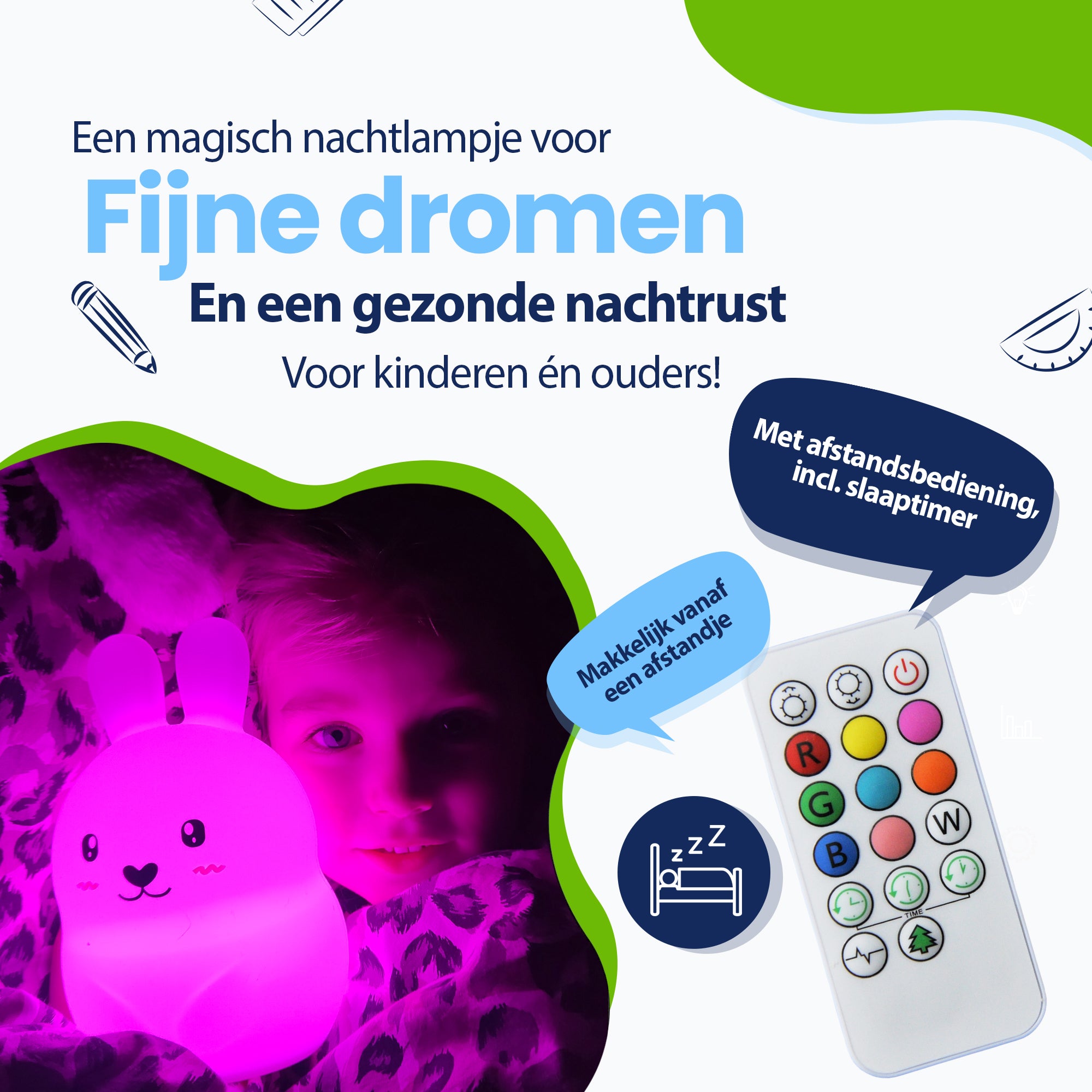 Een magisch nachtlampje voor fijne dromen en een gezonde nachtrust voor kinderen en ouders - met afstandsbediening inclusief slaaptimer - makkelijk vanaf een afstandje