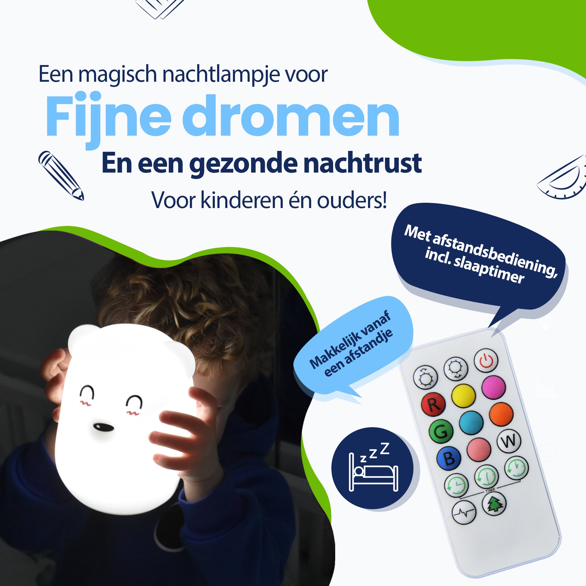 Een magisch nachtlampje voor fijne dromen en een gezonde nachtrust voor kinderen en ouders - met afstandsbediening inclusief slaaptimer - makkelijk vanaf een afstandje
