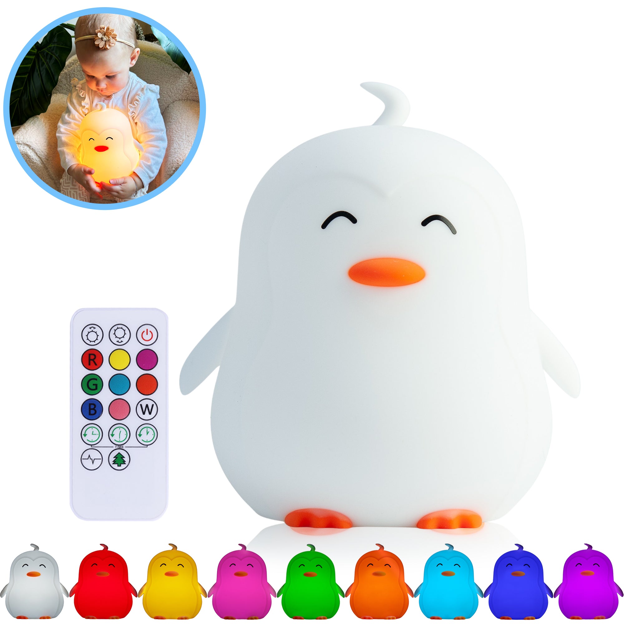 Pinguïn Nachtlamp met Afstandsbediening & TAP-ON functie
