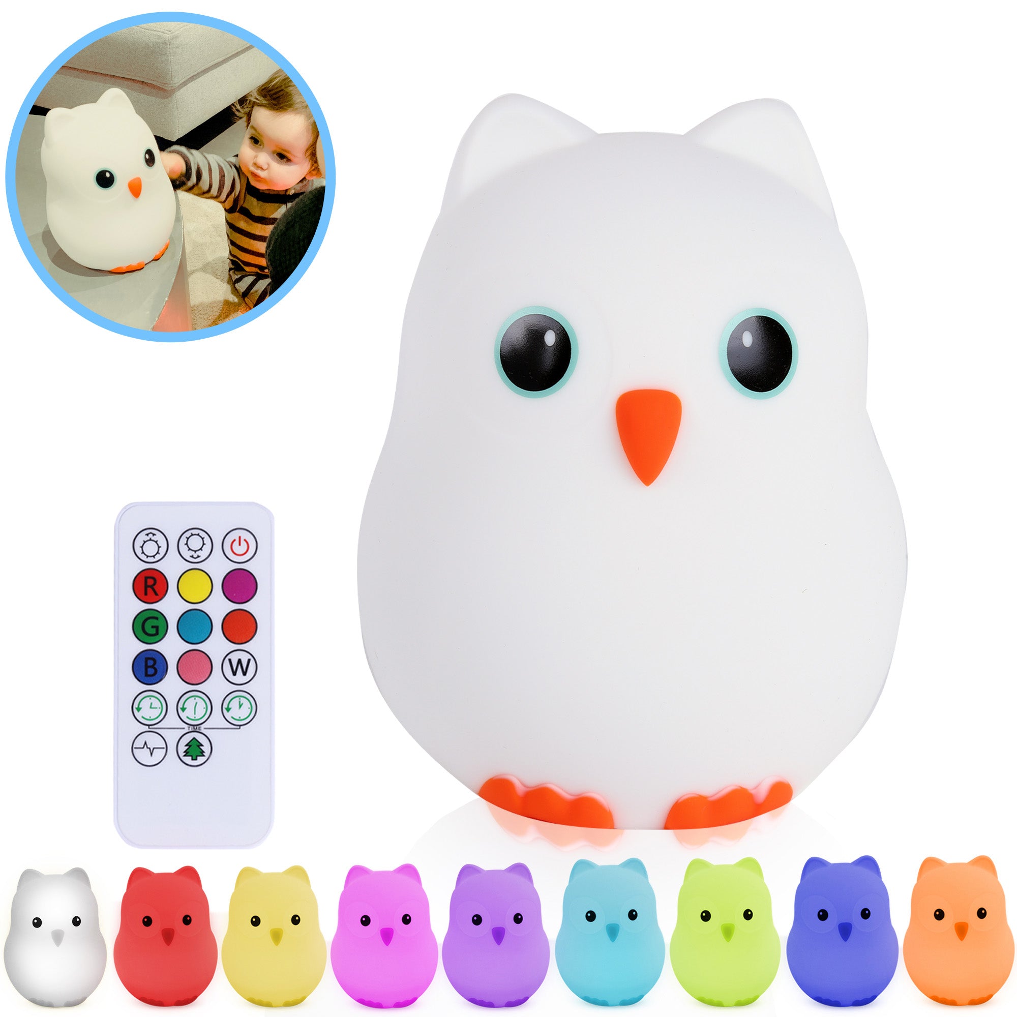 Uil Nachtlamp met Afstandsbediening & TAP-ON functie