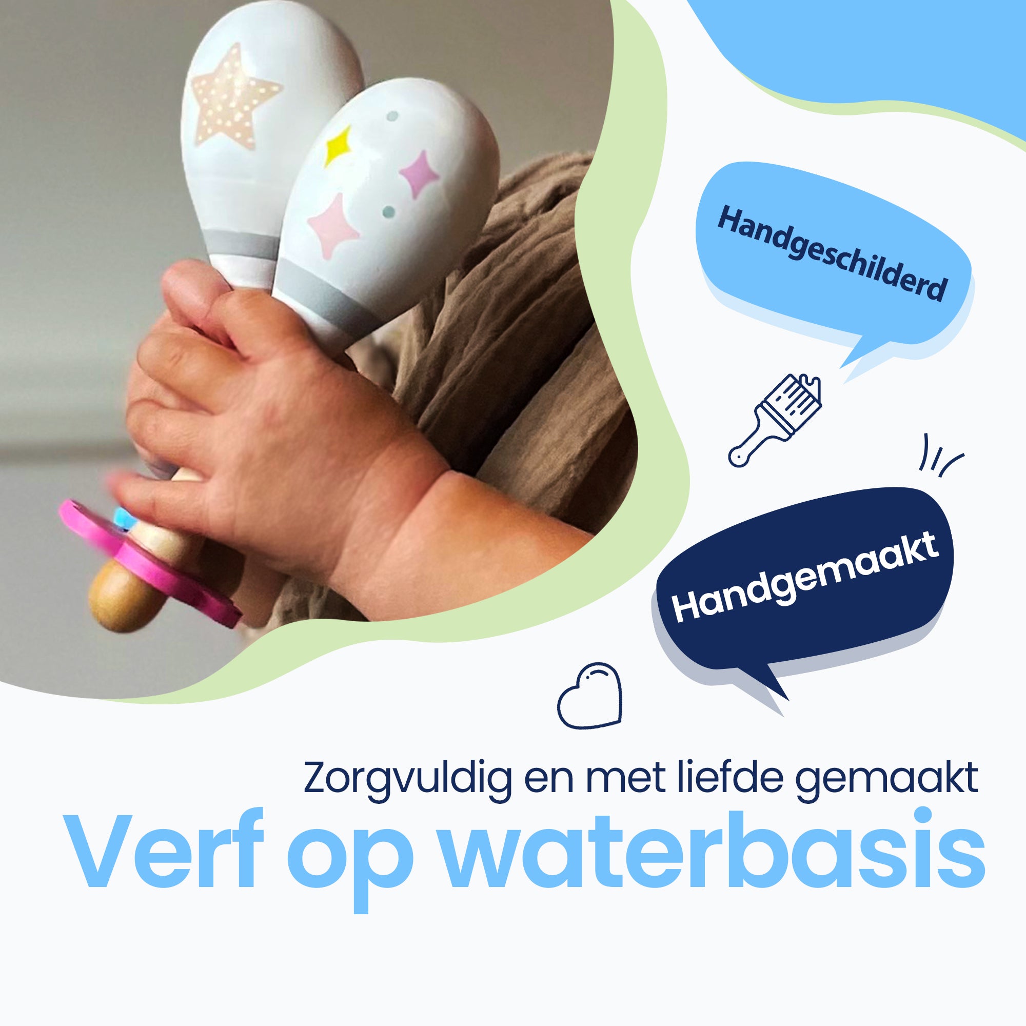 Zorgvuldig en met liefde gemaakt - Verf op water basis - Handgeschilderd - Handgemaakt