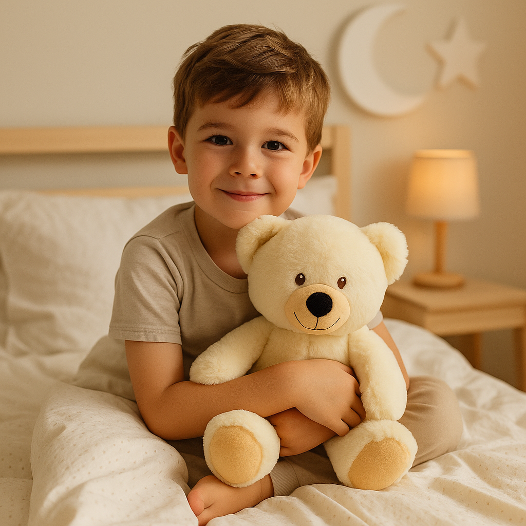 Kleine jongen met troetelbeer