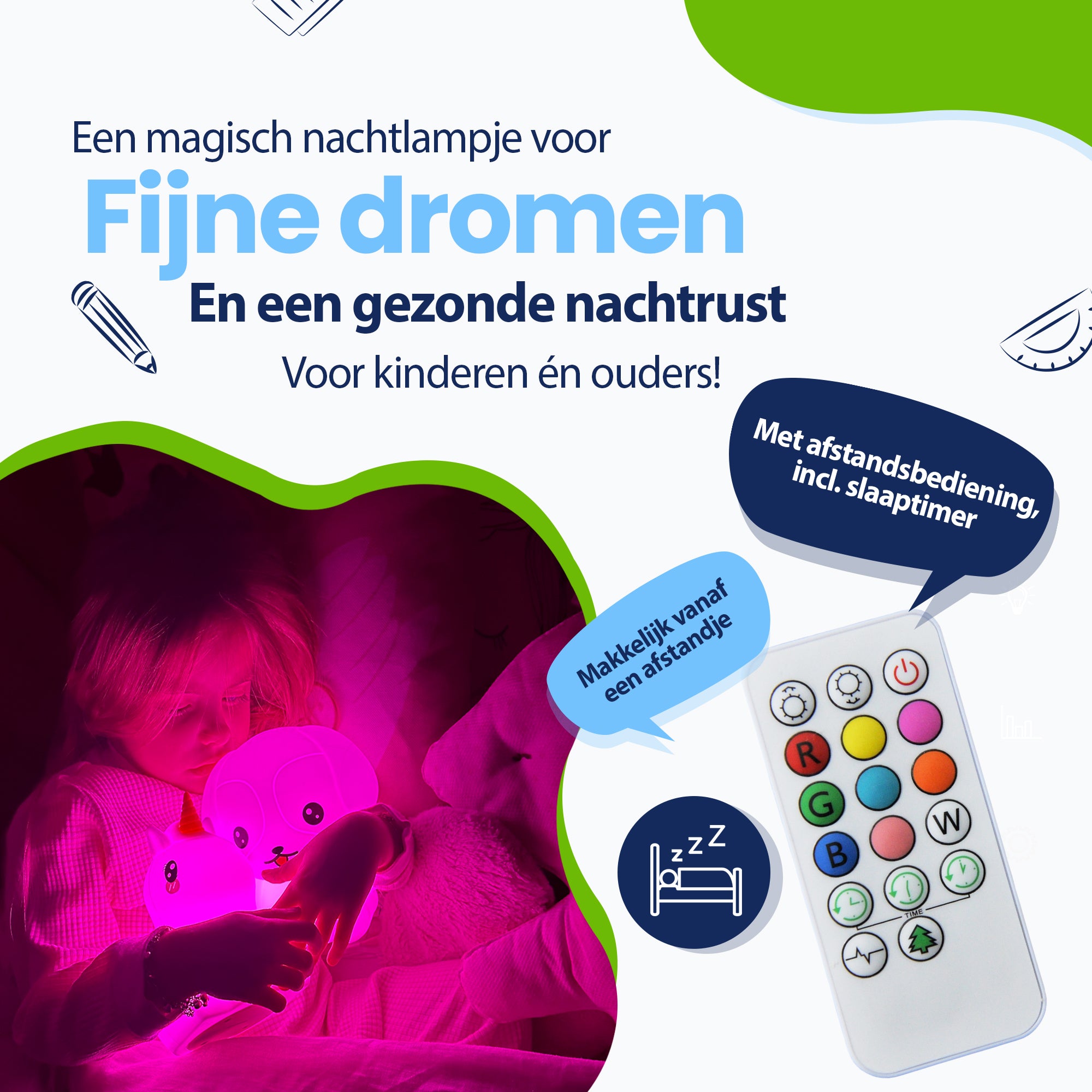 Een magisch nachtlampje voor fijne dromen en een gezonde nachtrust voor kinderen en ouders - met afstandsbediening inclusief slaaptimer - makkelijk vanaf een afstandje
