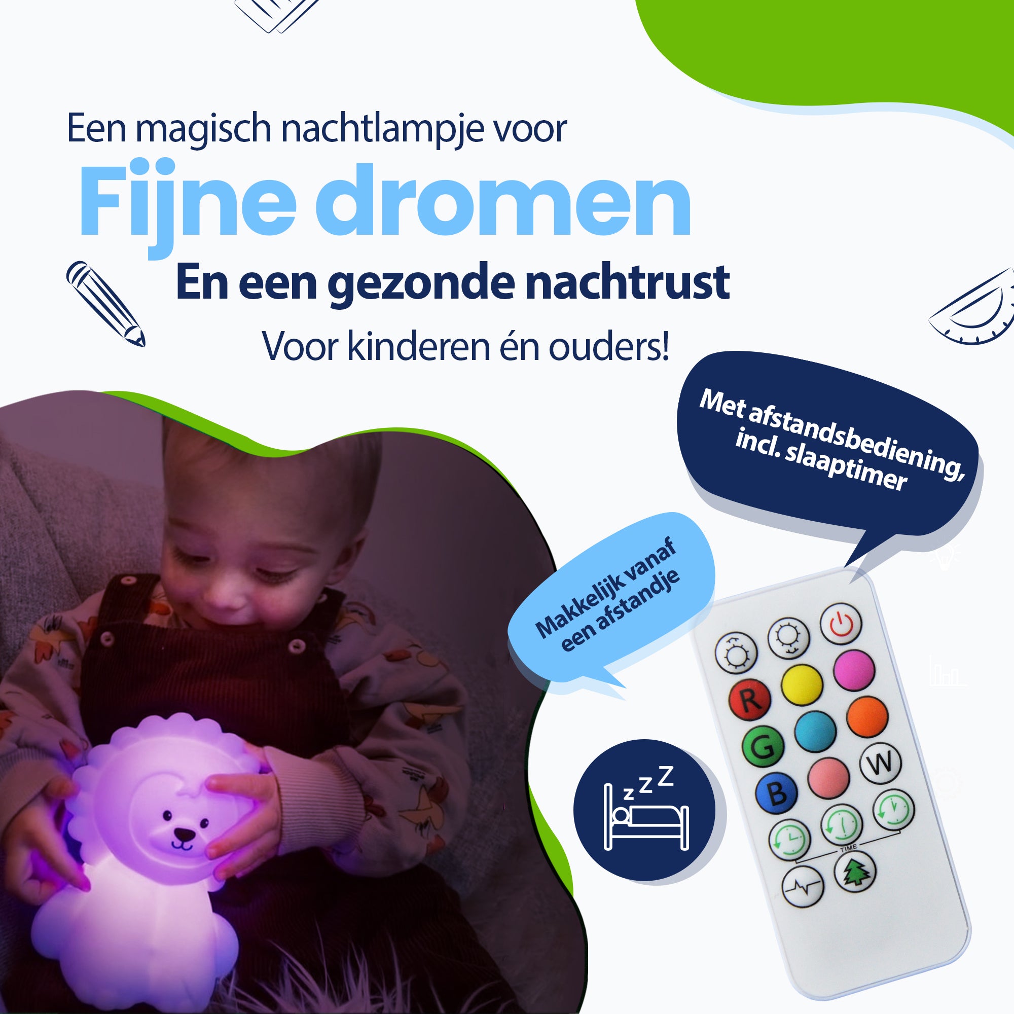 Een magisch nachtlampje voor fijne dromen en een gezonde nachtrust voor kinderen en ouders - met afstandsbediening inclusief slaaptimer - makkelijk vanaf een afstandje