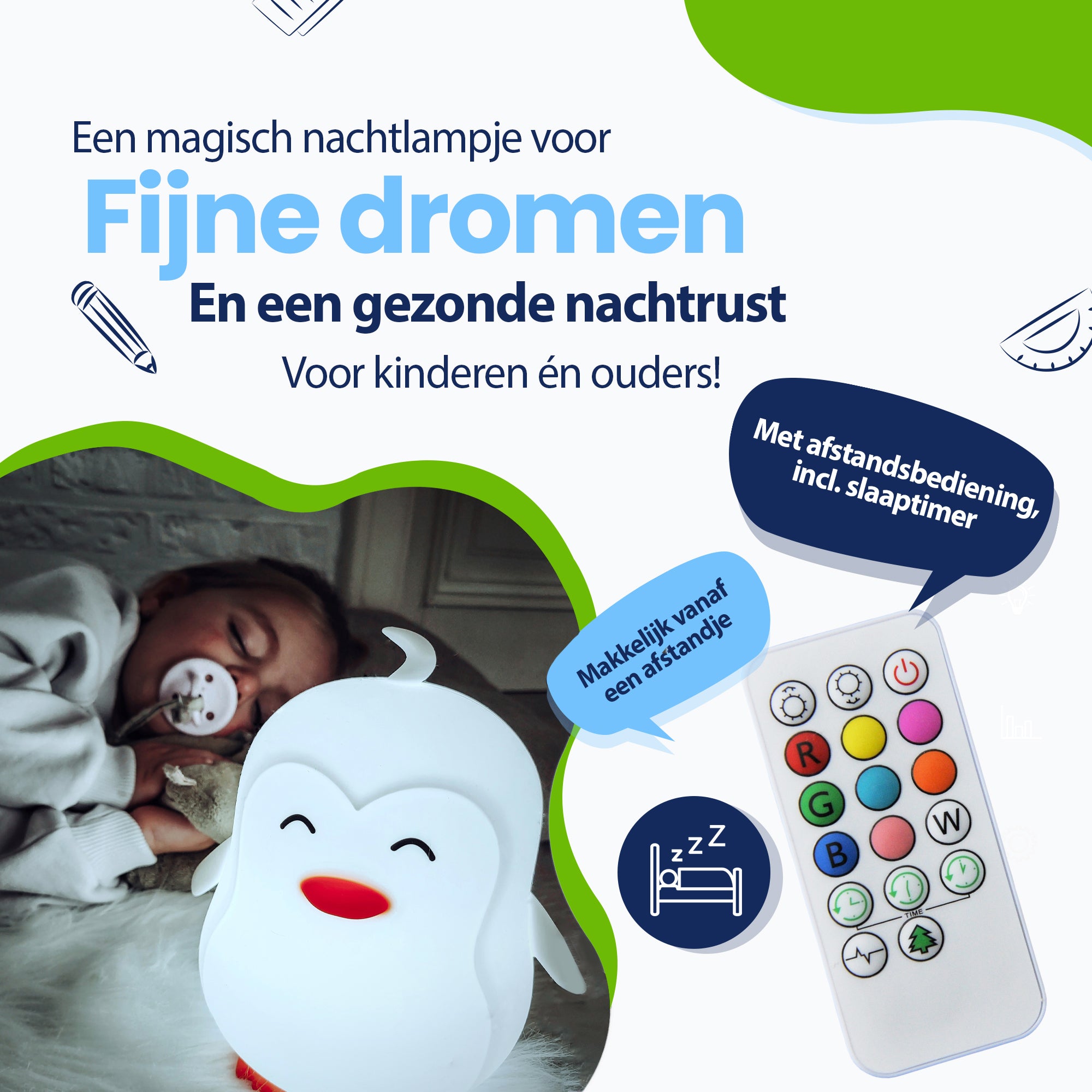 Een magisch nachtlampje voor fijne dromen en een gezonde nachtrust voor kinderen en ouders - met afstandsbediening inclusief slaaptimer - makkelijk vanaf een afstandje