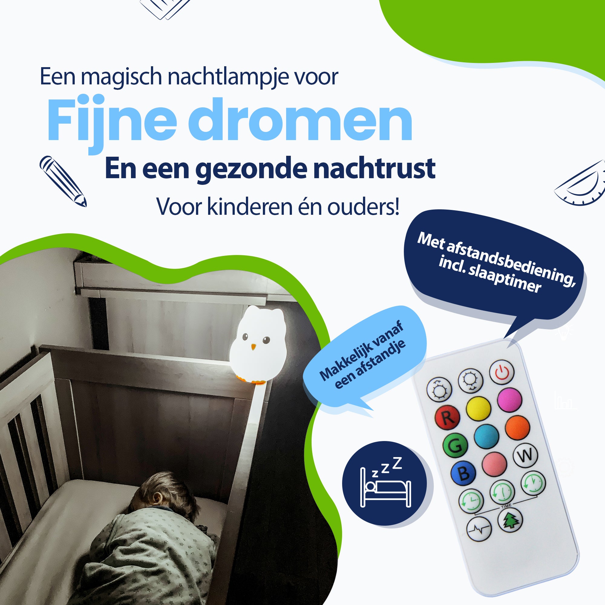 Een magisch nachtlampje voor fijne dromen en een gezonde nachtrust voor kinderen en ouders - met afstandsbediening inclusief slaaptimer - makkelijk vanaf een afstandje