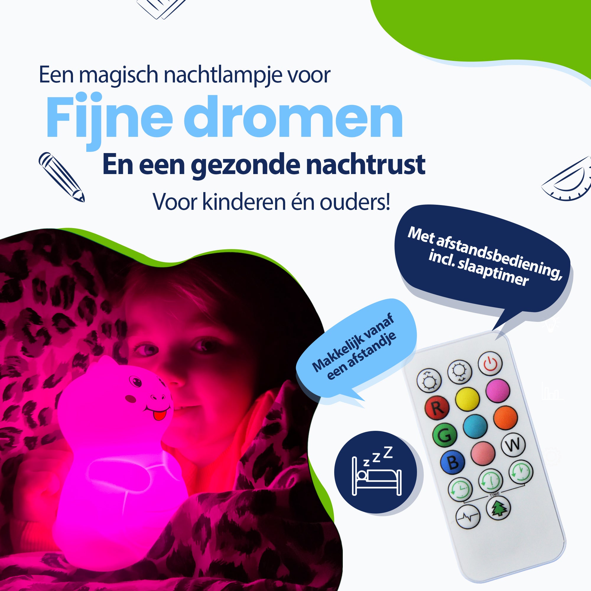 Een magisch nachtlampje voor fijne dromen en een gezonde nachtrust voor kinderen en ouders - met afstandsbediening inclusief slaaptimer - makkelijk vanaf een afstandje