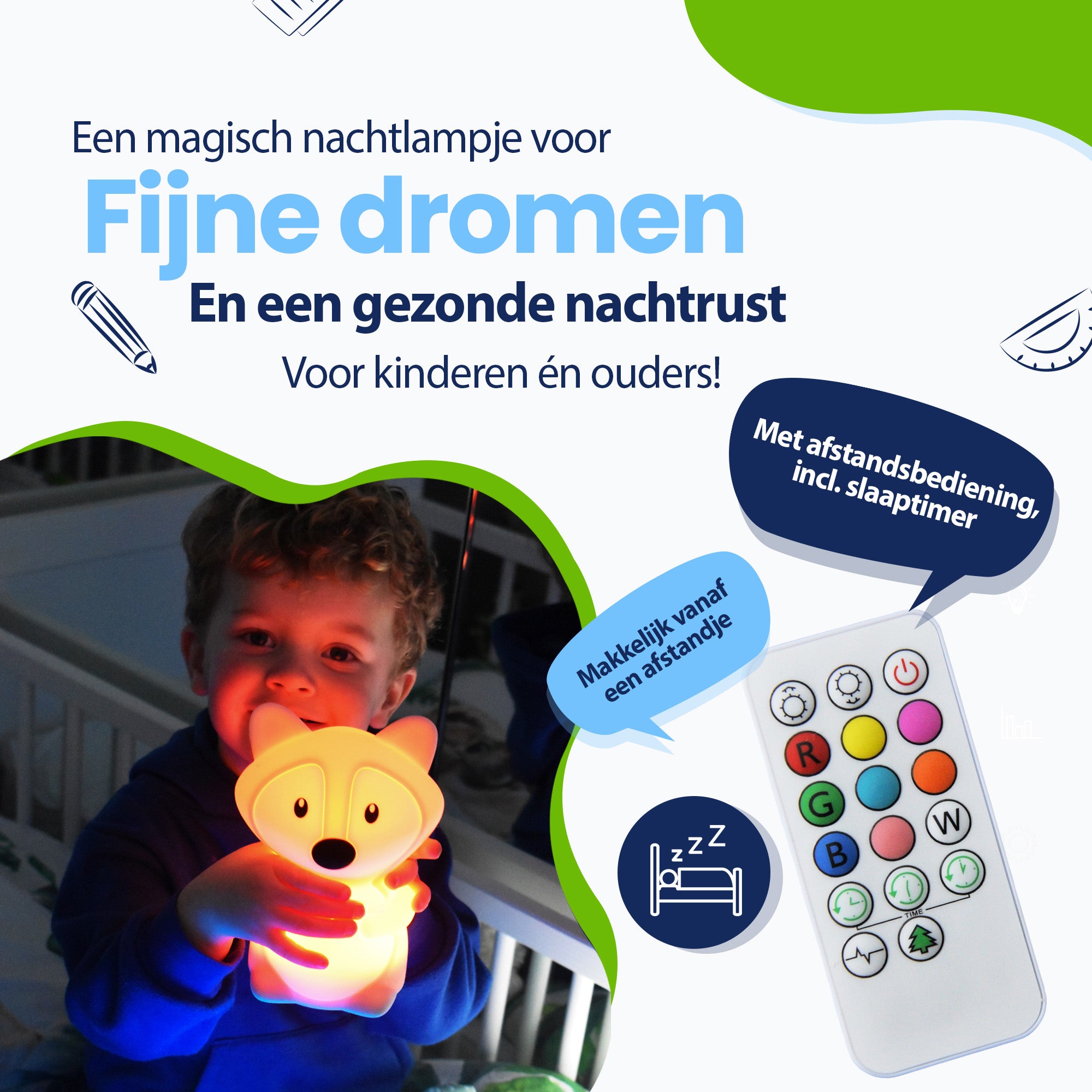 Een magisch nachtlampje voor fijne dromen en een gezonde nachtrust voor kinderen en ouders - met afstandsbediening inclusief slaaptimer - makkelijk vanaf een afstandje