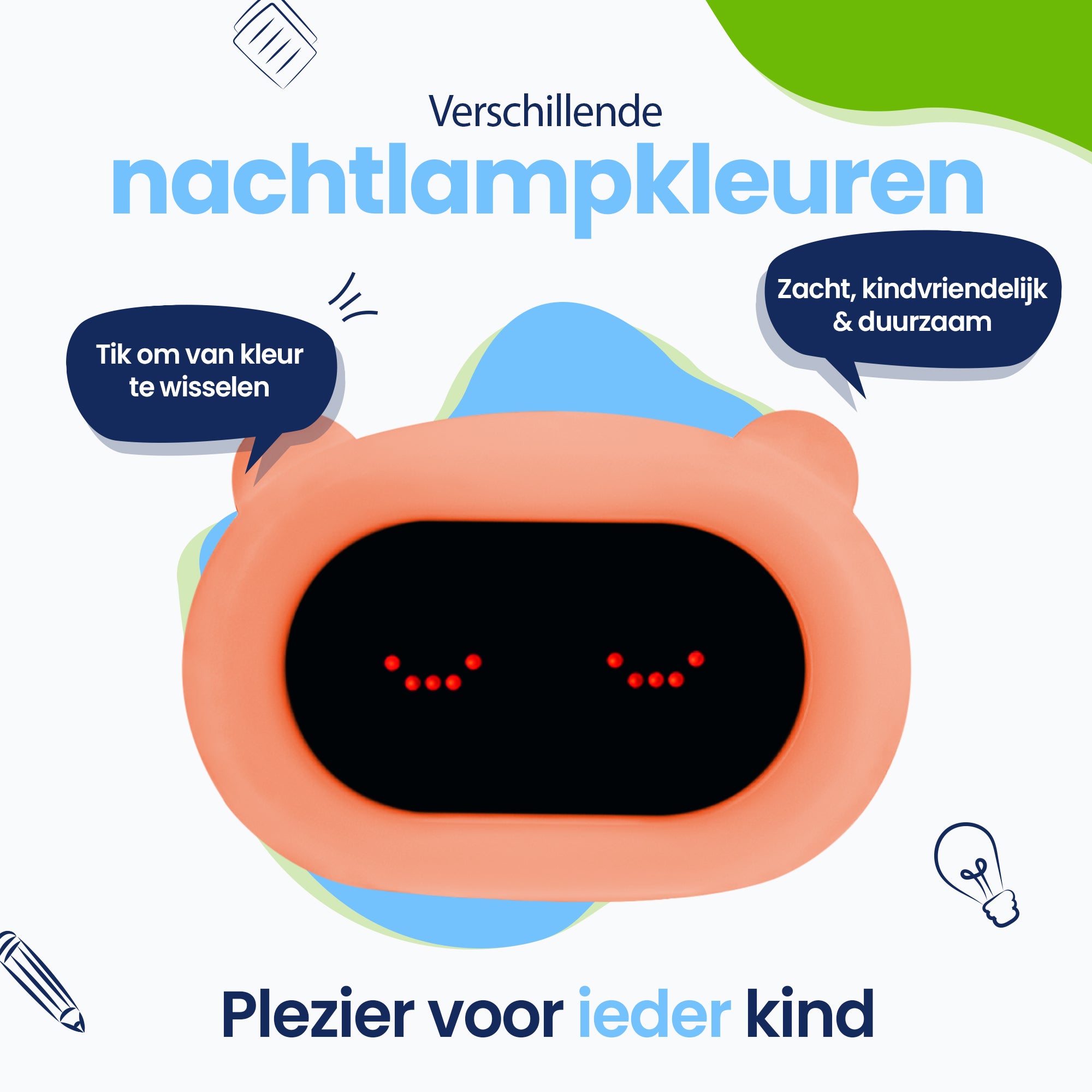 Verschillende kleuren RGB licht - Tap om de kleur te veranderen! Ook te gebruiken als nachtlampje - Plezier voor ieder kind