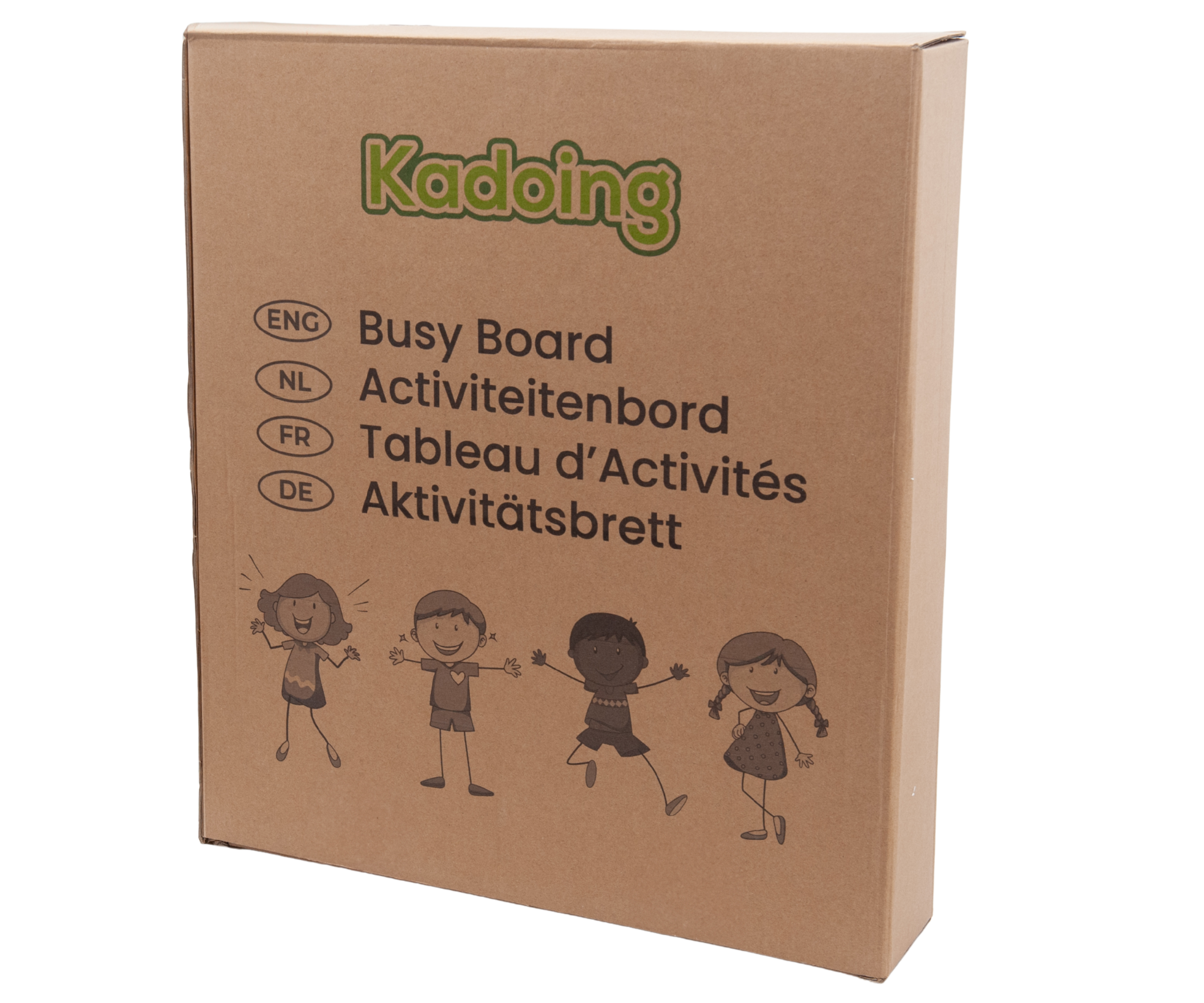 Kadoing® Montessori Activity Board - Double-Sided XL Wooden Busy Board with Chalkboard & 18 Educational Play Elements