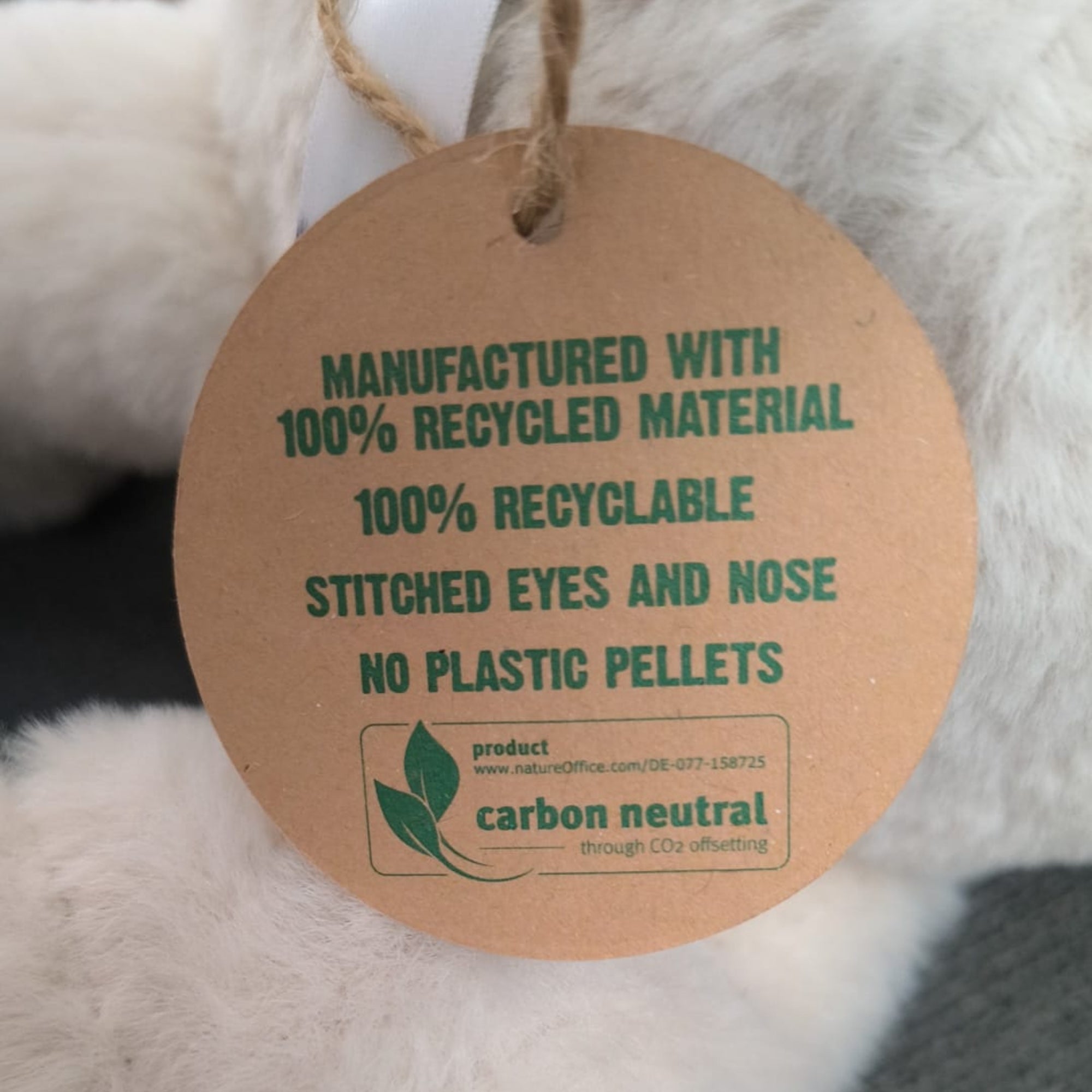 Konijn - Manufactured With 100% Recycled Material - Stitche Eyes and Nose - No Plastic Pellets