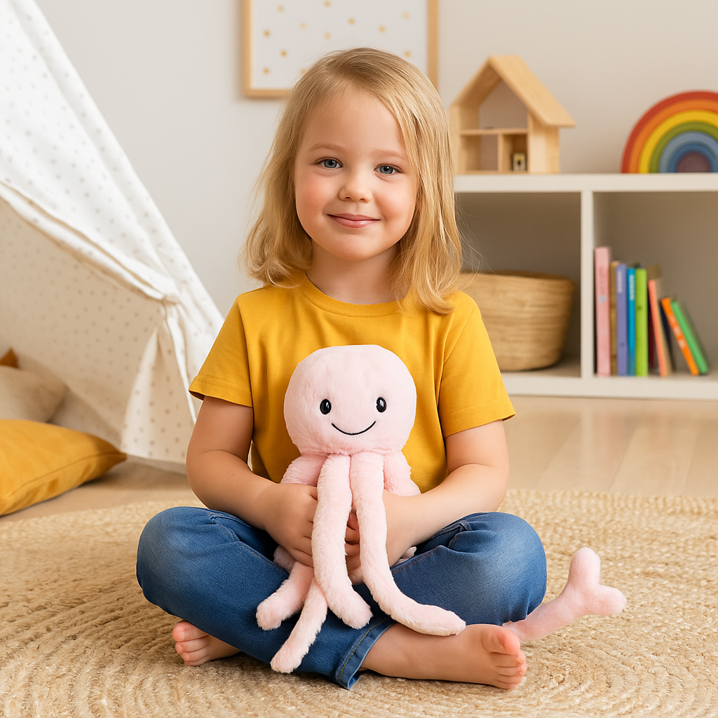 Lief meisje met octopus knuffel