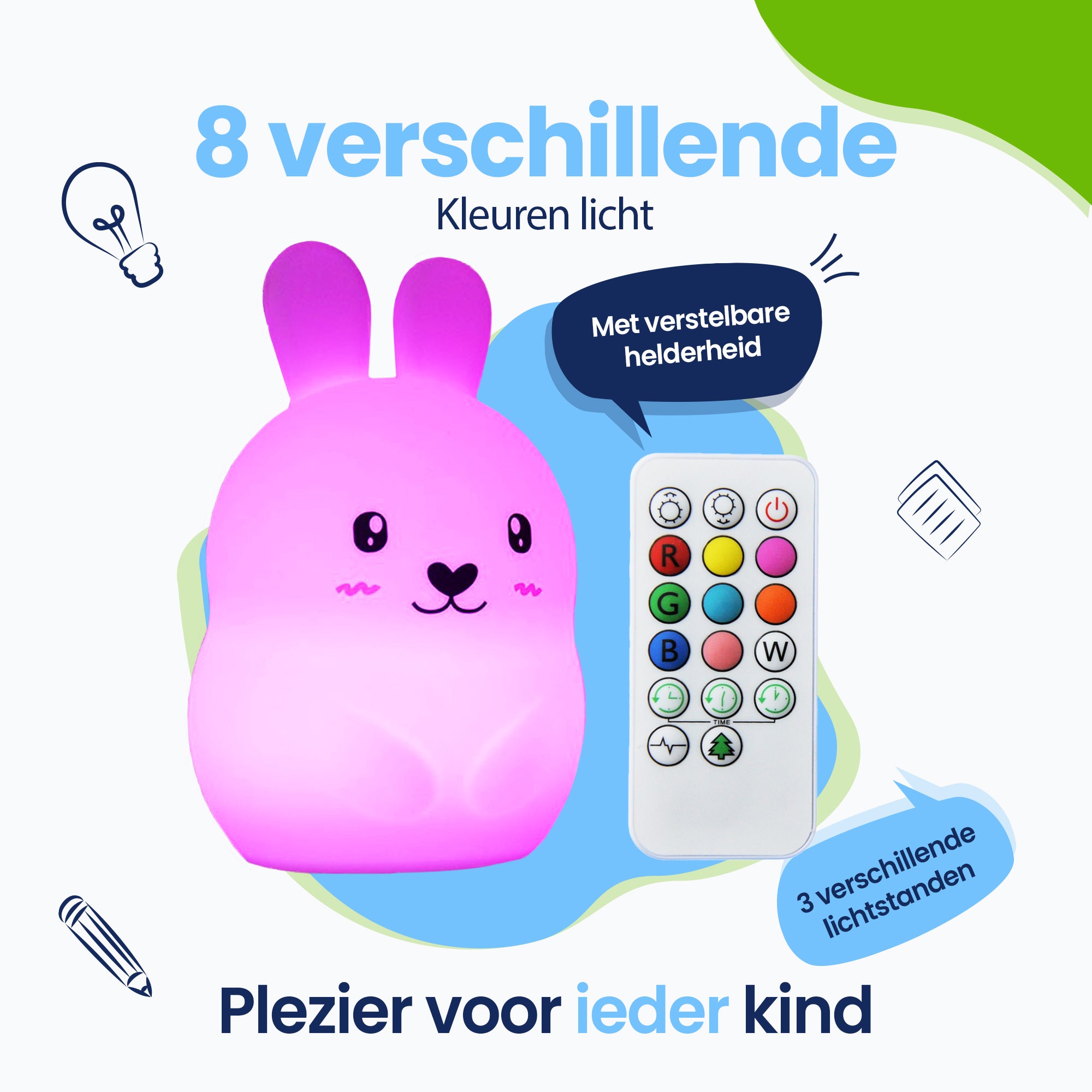 8 Verschillende kleuren licht - 3 vershillende lichtstranden - Plezier voor ieder kind