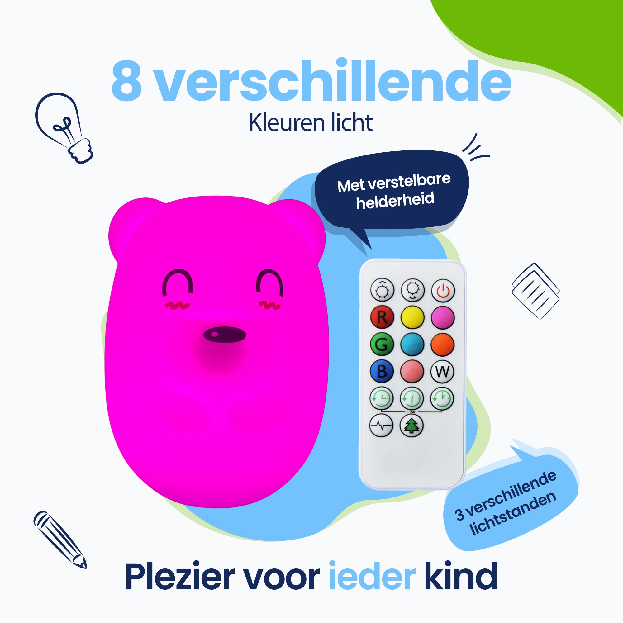8 Verschillende kleuren licht - 3 vershillende lichtstranden - Plezier voor ieder kind