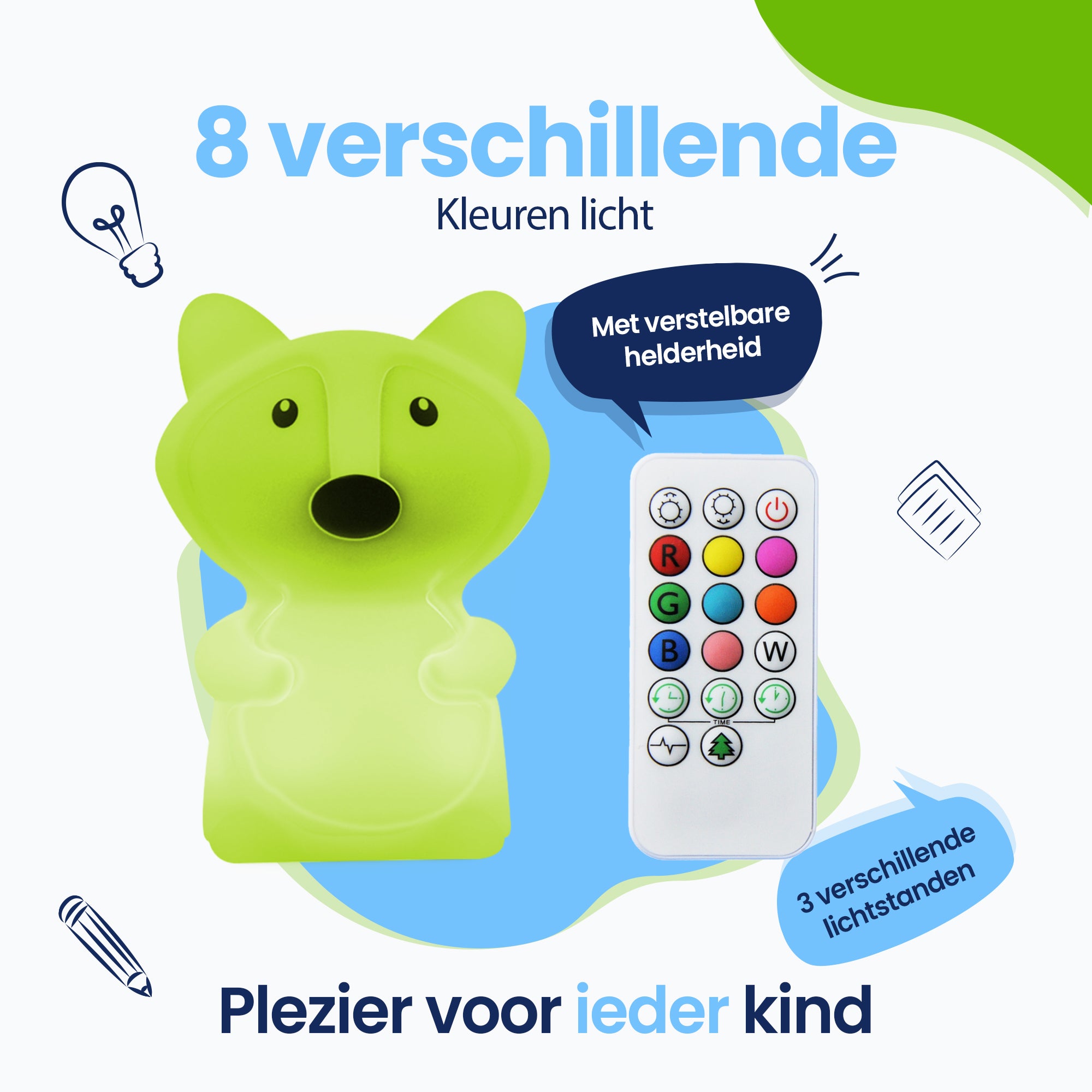 8 Verschillende kleuren licht - 3 vershillende lichtstranden - Plezier voor ieder kind