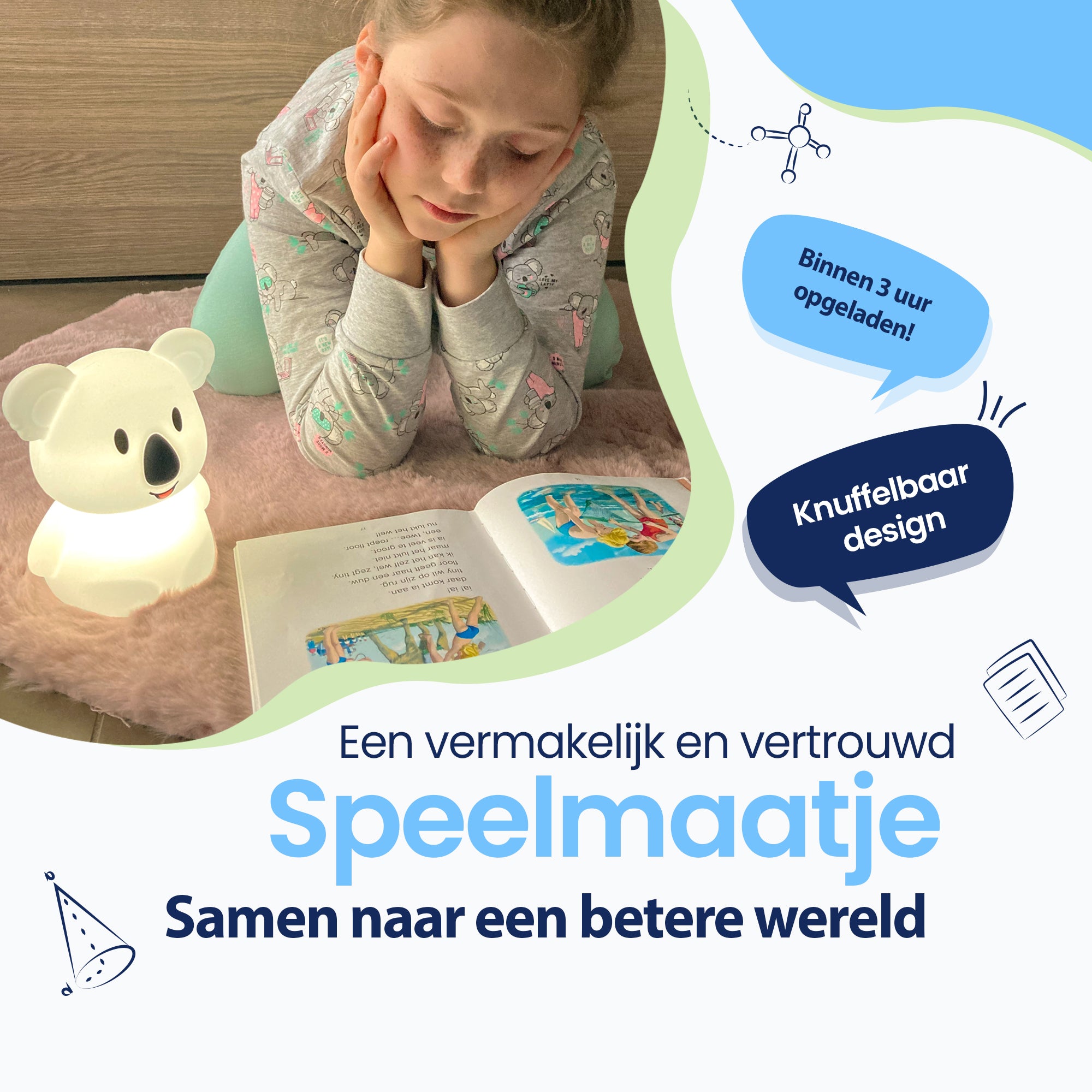 Een vermakelijk en vertrouwd speelmaatje - Samen naar een betere wereld - Binnen 3 uur opgeladen! - Knuffelbaar design