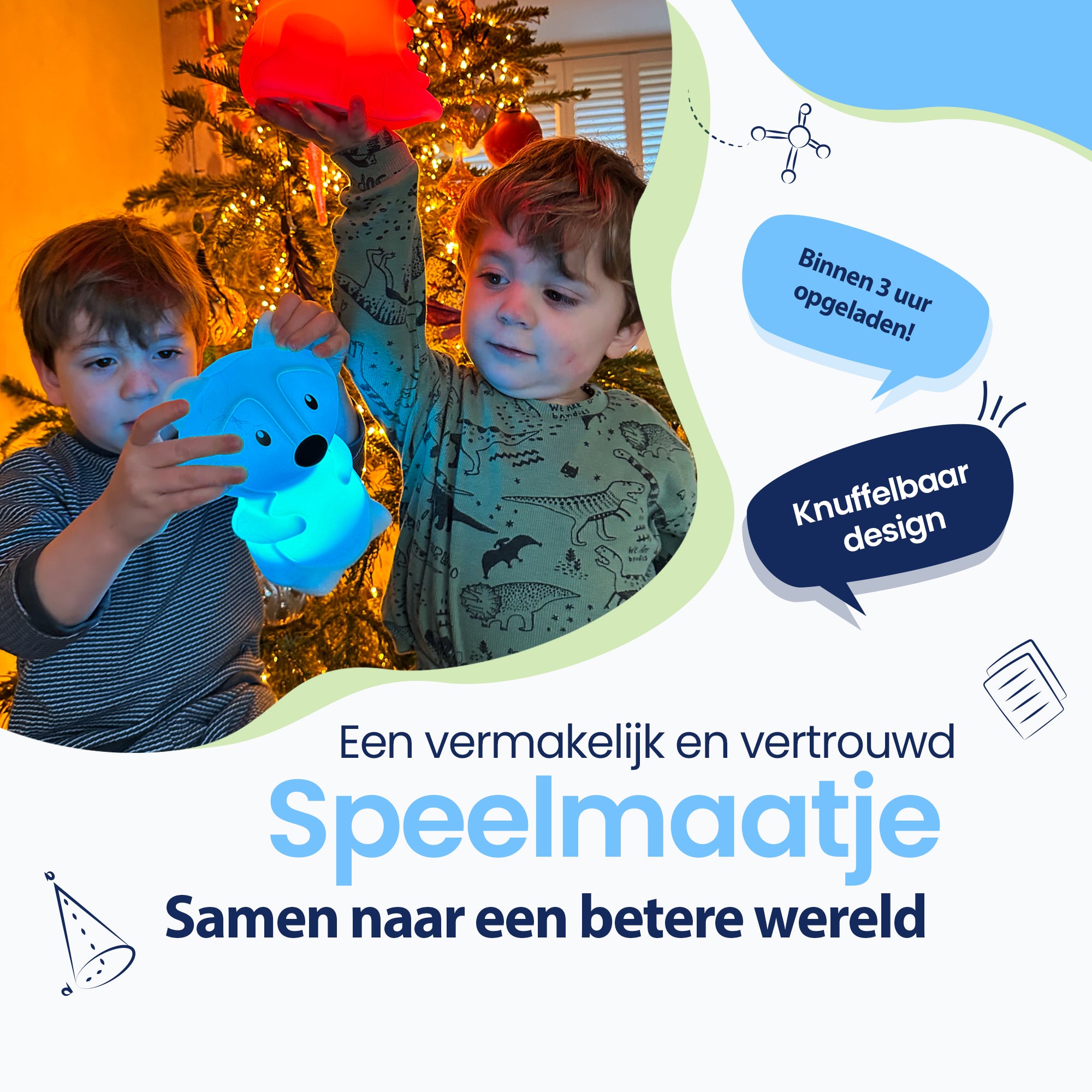 Een vermakelijk en vertrouwd speelmaatje - Samen naar een betere wereld - Binnen 3 uur opgeladen! - Knuffelbaar design