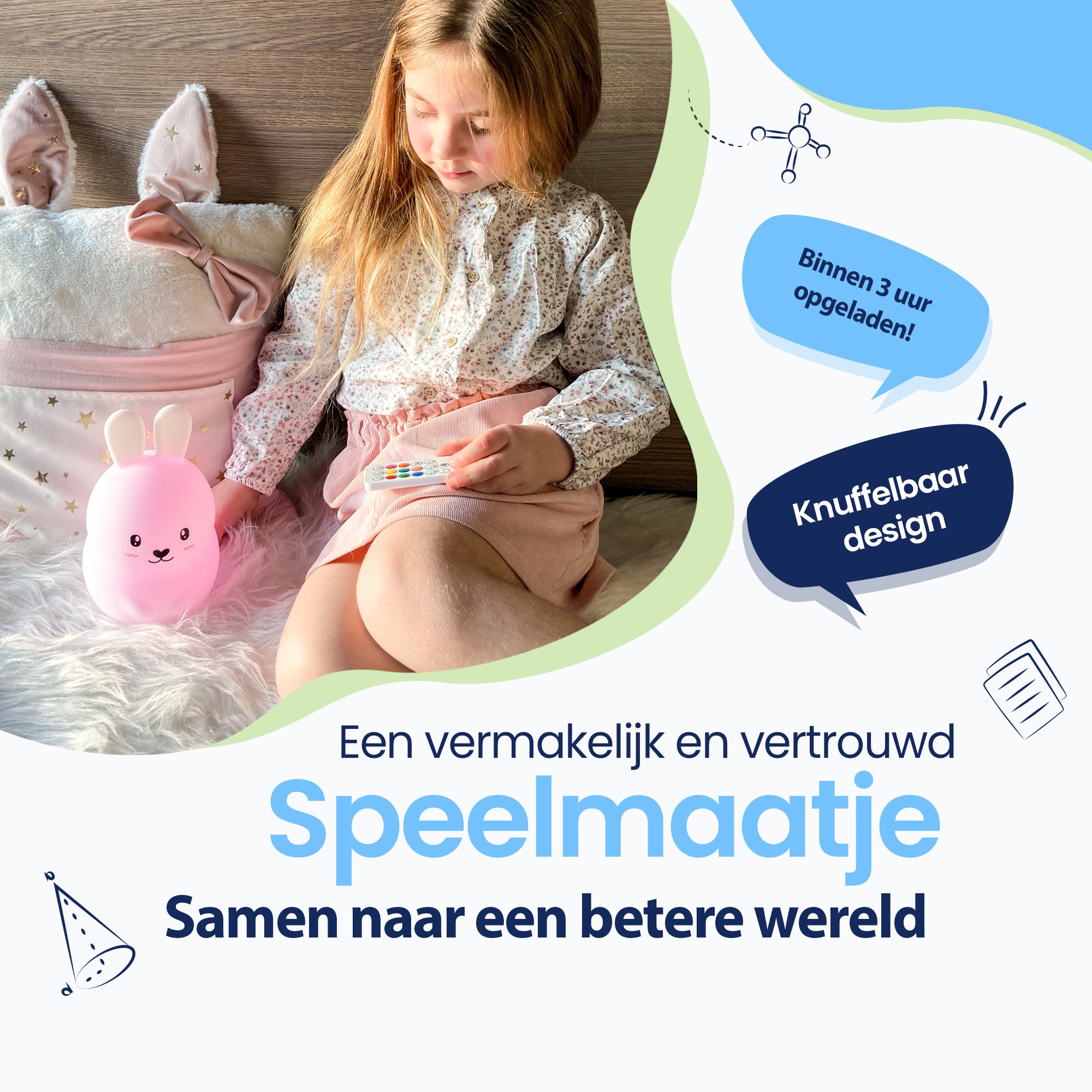 Een vermakelijk en vertrouwd speelmaatje - Samen naar een betere wereld - Binnen 3 uur opgeladen! - Knuffelbaar design