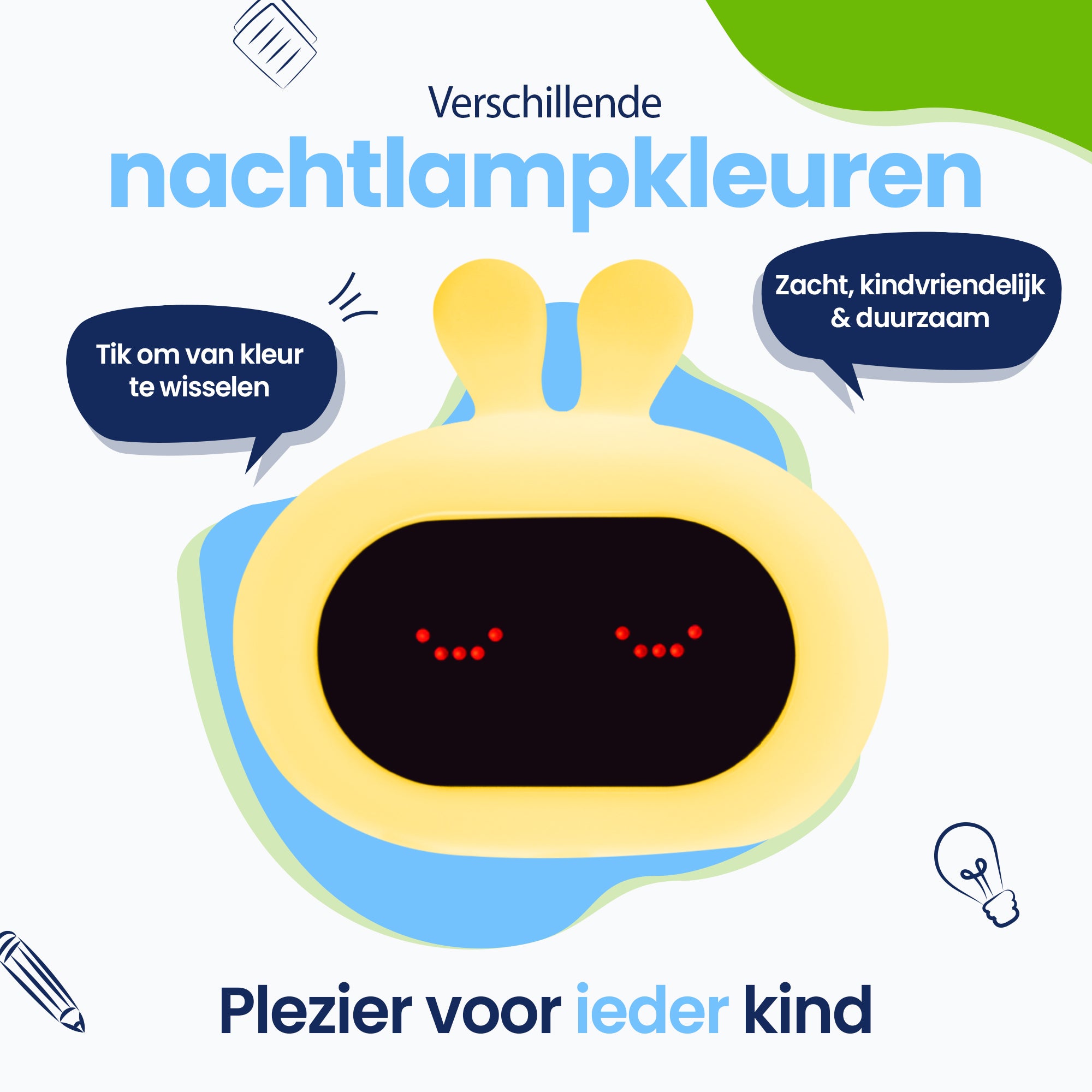 Verschillende kleuren RGB licht - Tap om de kleur te veranderen! Ook te gebruiken als nachtlampje - Plezier voor ieder kind