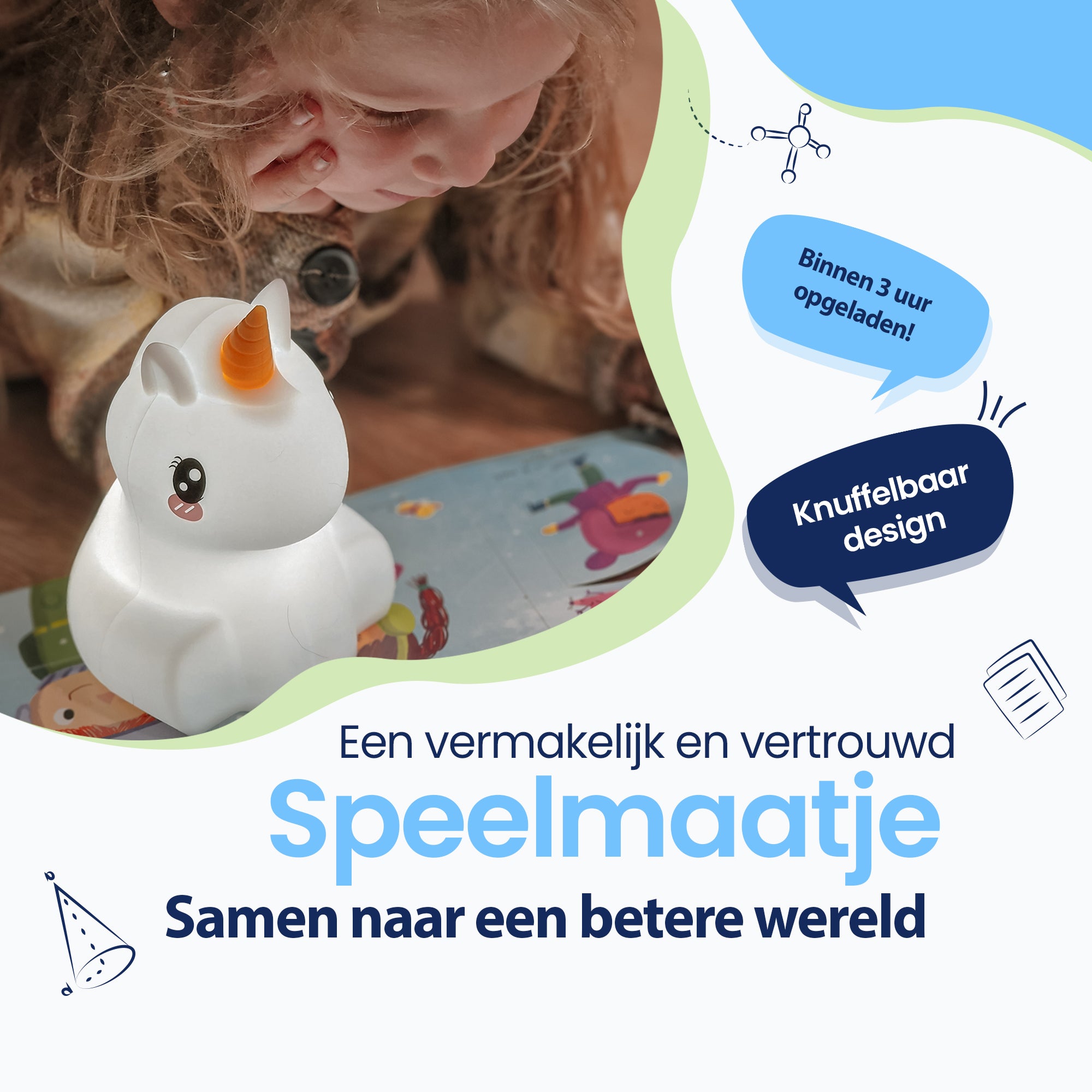 Een vermakelijk en vertrouwd speelmaatje - Samen naar een betere wereld - Binnen 3 uur opgeladen! - Knuffelbaar design